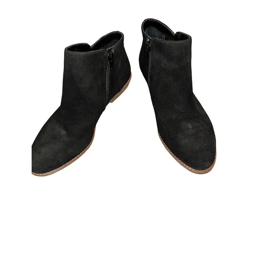 Gianni Bini Black Suede Brown 1” Heel Ankle Boots w/Zipper Women’s Size 8.5M‎